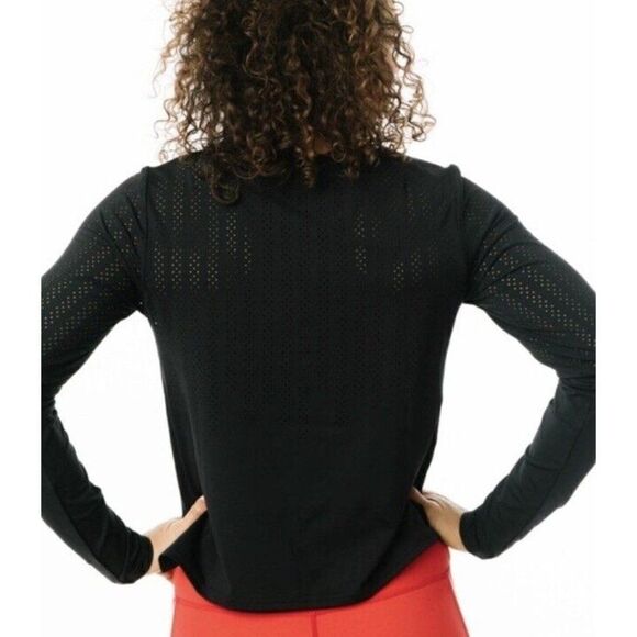 Zyia Active Black Chillcicle Perforated Laser Cut Crop Long Sleeve Shirt Top XL - Picture 4 of 10